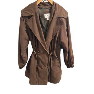 ✌️ 2/$40 ✌️ Chocolate Brown Soft Hooded 4 Button Front Trenchcoat Petite Medium